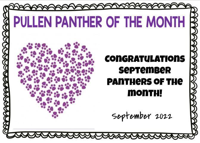 Congratulations September Panthers of the Month