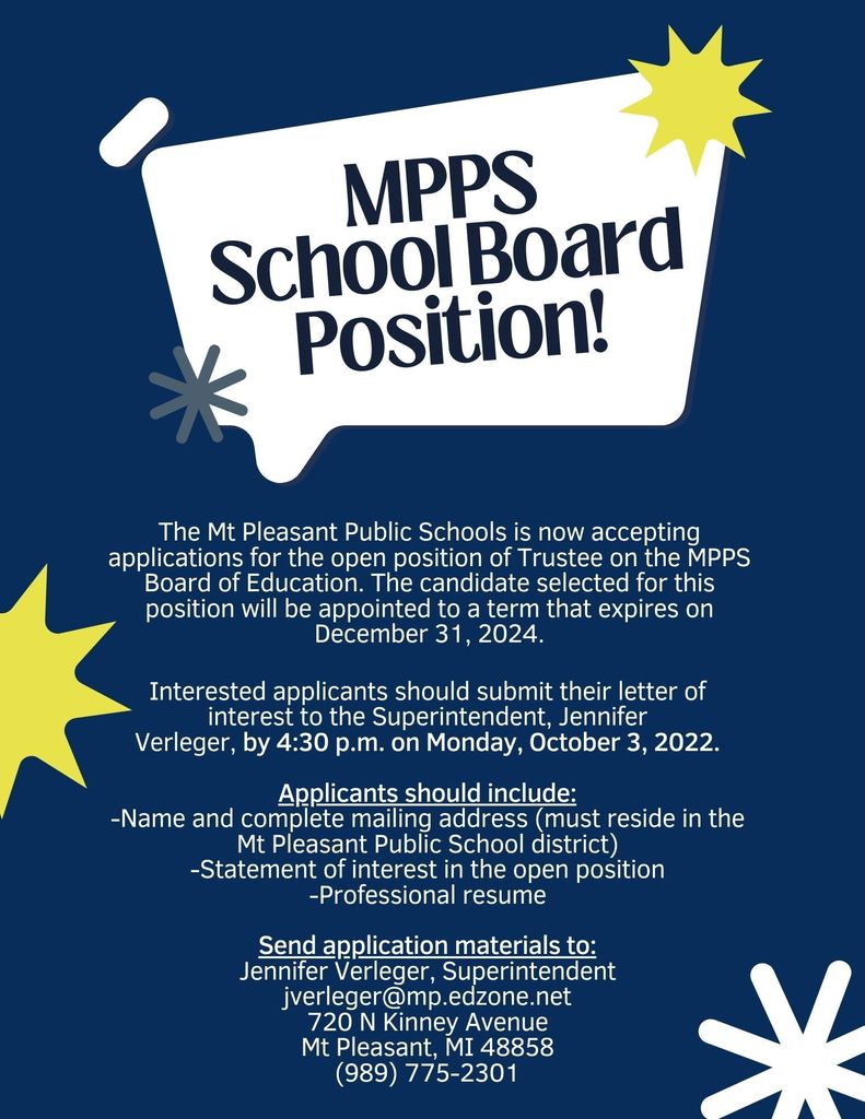 Information regarding the open position on the MPPS Board of Education