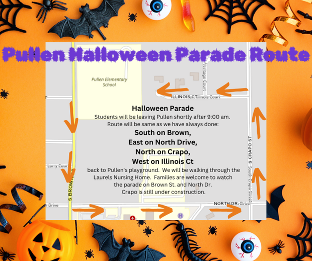 A picture of the parade route for the Halloween parade.
