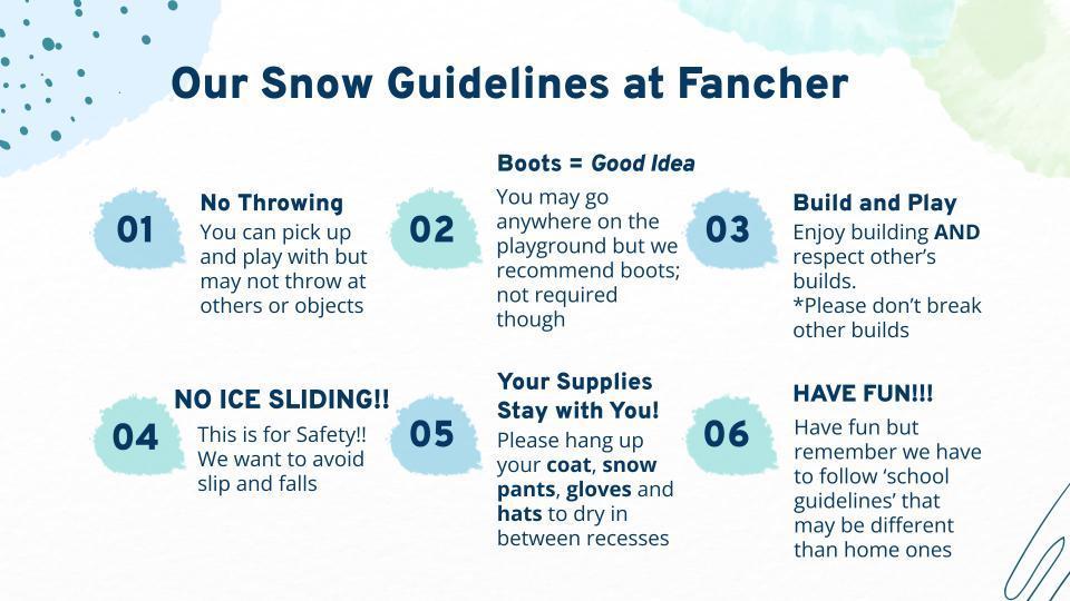 Fancher Snow Guidelines